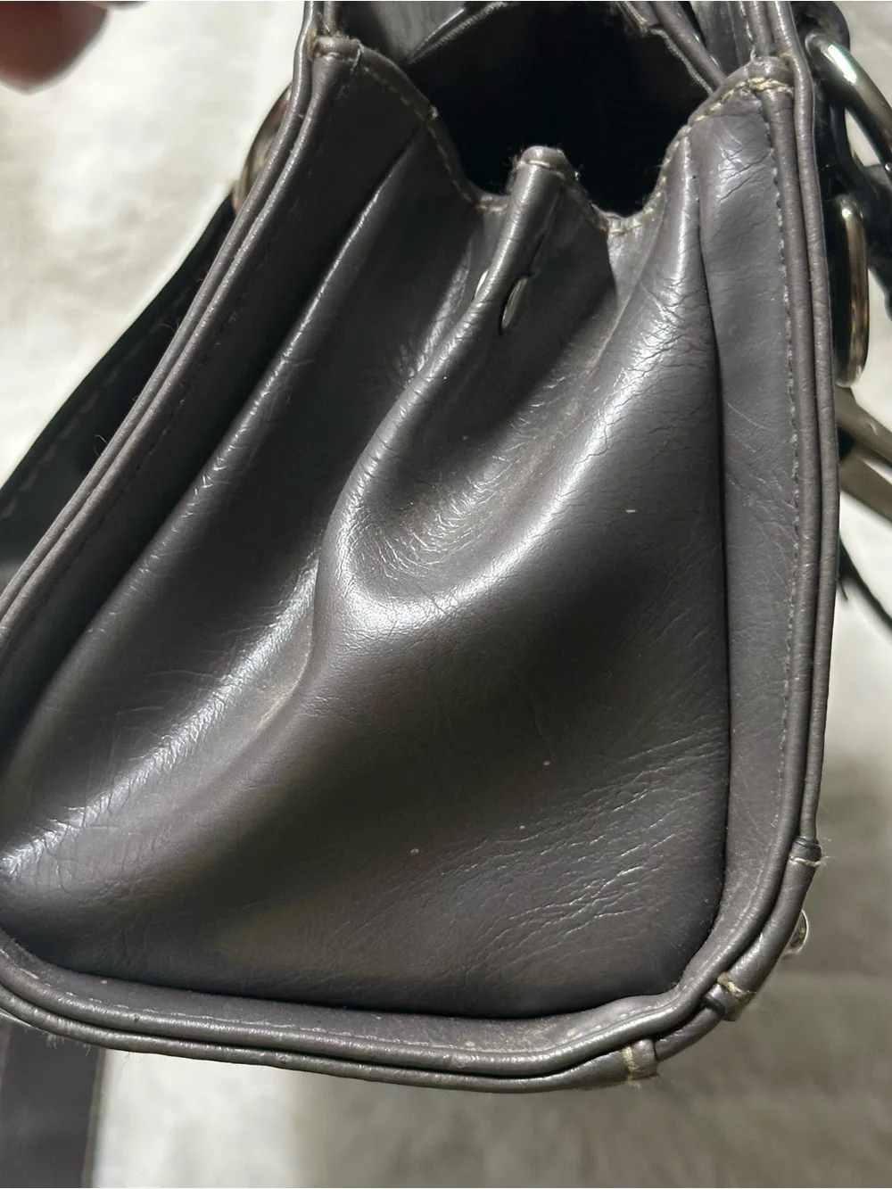 Vintage Y2K Rossetti Handbag Dark Gray Faux Leather chunky purse bag